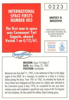 1990-92 Space Ventures Space Shots #0223 Anatoly N. Berezovoi Back