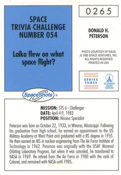 1990-92 Space Ventures Space Shots #0265 Donald H. Peterson Back