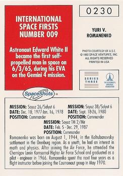 1990-92 Space Ventures Space Shots #0230 Yuri V. Romanenko Back