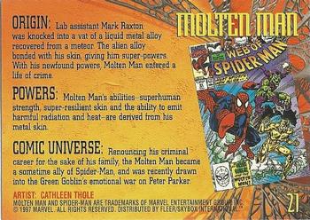 1997 Fleer Spider-Man International #21 Molten Man Back