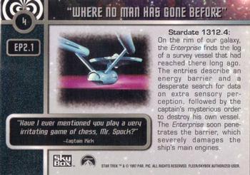 1997 SkyBox Star Trek Original Series 1 #4 EP 2.1   Where No Man Has Gone Before Back