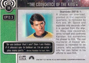 1997 SkyBox Star Trek Original Series 1 #39 EP13.3   The Conscience of the King Back
