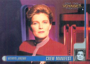 1998 SkyBox Star Trek Voyager Profiles #01 Kathryn Janeway - Crew Manifest Front