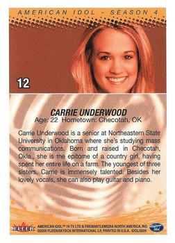 2005 Fleer American Idol Season 4 #12 Carrie Underwood Back