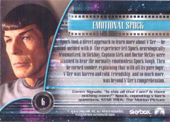 2000 SkyBox Star Trek Cinema 2000 #6 Emotional Spock Back