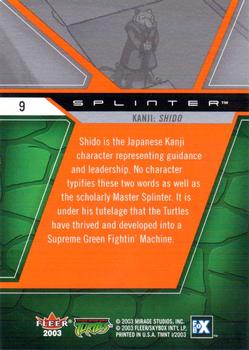 2003 Fleer Teenage Mutant Ninja Turtles #9 Kanji: Shido - guidance, leadership Back