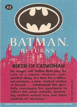 1992 O-Pee-Chee Batman Returns #32 Birth of Catwoman Back