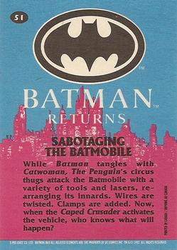 1992 O-Pee-Chee Batman Returns #51 Sabotaging the Batmobile Back