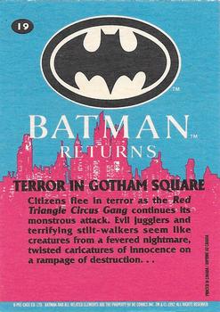 1992 O-Pee-Chee Batman Returns #19 Terror in Gotham Square Back