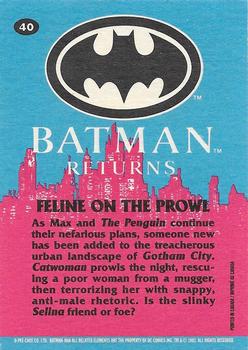 1992 O-Pee-Chee Batman Returns #40 Feline on the Prowl Back