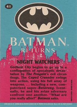 1992 O-Pee-Chee Batman Returns #41 Night Watchers Back
