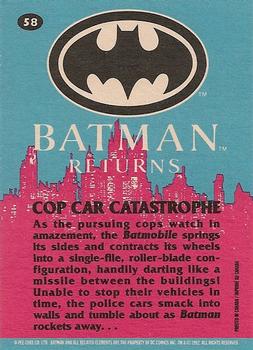 1992 O-Pee-Chee Batman Returns #58 Cop Car Catastrophe Back