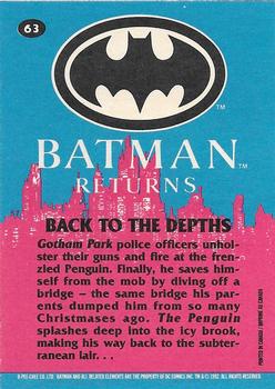 1992 O-Pee-Chee Batman Returns #63 Back to the Depths Back