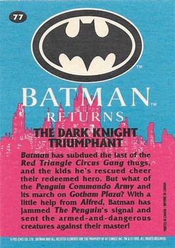 1992 O-Pee-Chee Batman Returns #77 The Dark Knight Triumphant Back