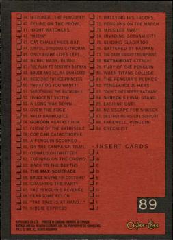 1992 O-Pee-Chee Batman Returns #89 Checklist Back