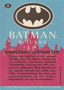 1992 O-Pee-Chee Batman Returns #9 Addressing Gotham City Back