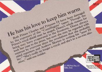 1993 Press Pass The Royal Family #14 He has his love to keep him warm Back
