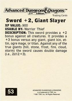 1991 TSR Advanced Dungeons & Dragons - Silver #53 Sword +2, Giant Slayer Back