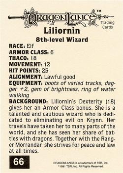 1991 TSR Advanced Dungeons & Dragons - Silver #66 Liliornin Back