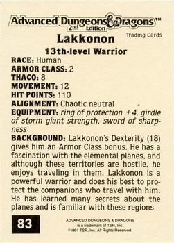 1991 TSR Advanced Dungeons & Dragons - Silver #83 Lakkonon Back