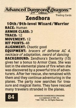 1991 TSR Advanced Dungeons & Dragons - Silver #84 Zendhora Back