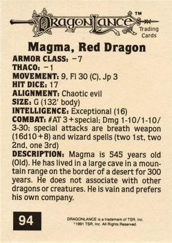 1991 TSR Advanced Dungeons & Dragons - Silver #94 Magma, Red Dragon Back