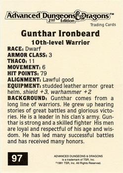 1991 TSR Advanced Dungeons & Dragons - Silver #97 Gunthar Ironbeard Back