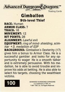 1991 TSR Advanced Dungeons & Dragons - Silver #100 Gimballon Back