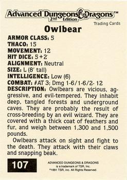 1991 TSR Advanced Dungeons & Dragons - Silver #107 Owlbear Back
