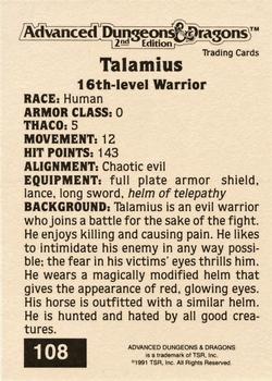 1991 TSR Advanced Dungeons & Dragons - Silver #108 Talamius Back