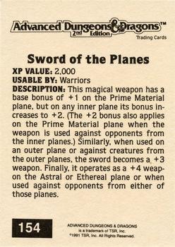 1991 TSR Advanced Dungeons & Dragons - Silver #154 Sword of the Planes Back