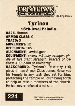 1991 TSR Advanced Dungeons & Dragons - Silver #224 Tyrinon Back