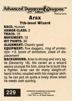 1991 TSR Advanced Dungeons & Dragons - Silver #229 Arax Back