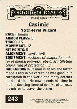 1991 TSR Advanced Dungeons & Dragons - Silver #243 Casimir Back