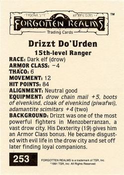 1991 TSR Advanced Dungeons & Dragons - Silver #253 Drizzt Do'Urden Back