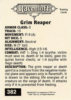 1991 TSR Advanced Dungeons & Dragons - Silver #382 Grim Reaper Back