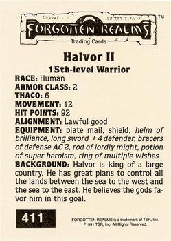 1991 TSR Advanced Dungeons & Dragons - Silver #411 Halvor II Back
