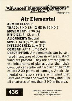 1991 TSR Advanced Dungeons & Dragons - Silver #436 Air Elemental Back
