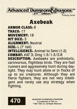 1991 TSR Advanced Dungeons & Dragons - Silver #470 Axebeak Back