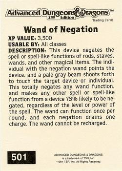 1991 TSR Advanced Dungeons & Dragons - Silver #501 Wand of Negation Back