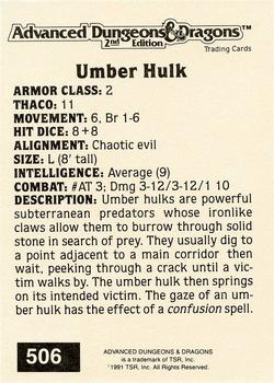 1991 TSR Advanced Dungeons & Dragons - Silver #506 Umber Hulk Back