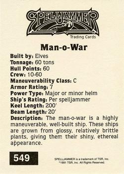 1991 TSR Advanced Dungeons & Dragons - Silver #549 Man-o-War Back