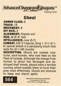 1991 TSR Advanced Dungeons & Dragons - Silver #564 Ghoul Back