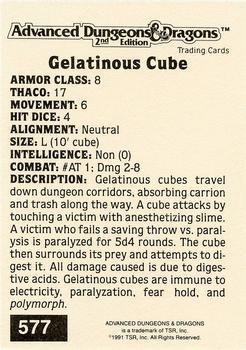 1991 TSR Advanced Dungeons & Dragons - Silver #577 Gelatinous Cube Back