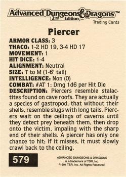 1991 TSR Advanced Dungeons & Dragons - Silver #579 Piercer Back