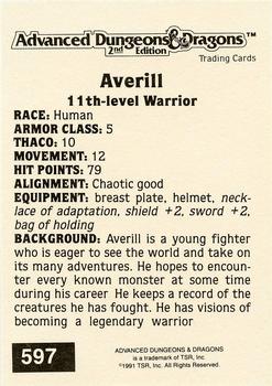 1991 TSR Advanced Dungeons & Dragons - Silver #597 Averill Back