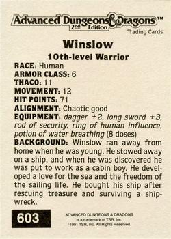 1991 TSR Advanced Dungeons & Dragons - Silver #603 Winslow Back
