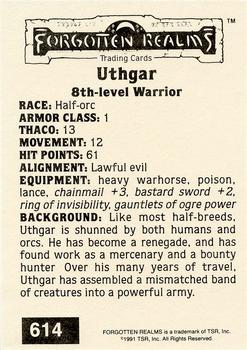 1991 TSR Advanced Dungeons & Dragons - Silver #614 Uthgar Back