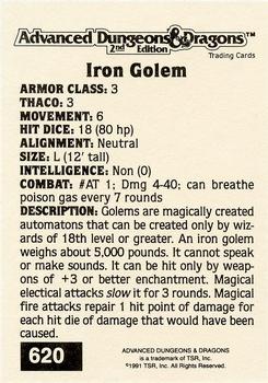 1991 TSR Advanced Dungeons & Dragons - Silver #620 Iron Golem Back