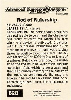 1991 TSR Advanced Dungeons & Dragons - Silver #628 Rod of Rulership Back